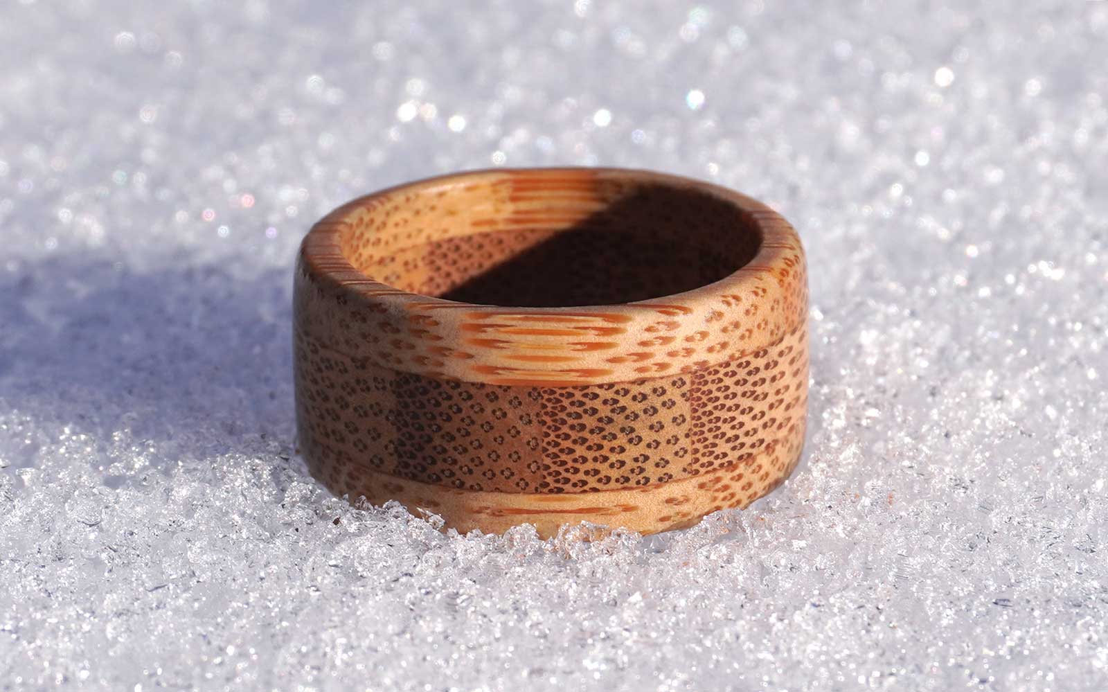 Bamboo Wood Ring in Snow